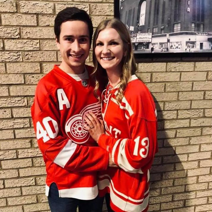 Celebrating Evan's 24th birthday at a Red Wings game.