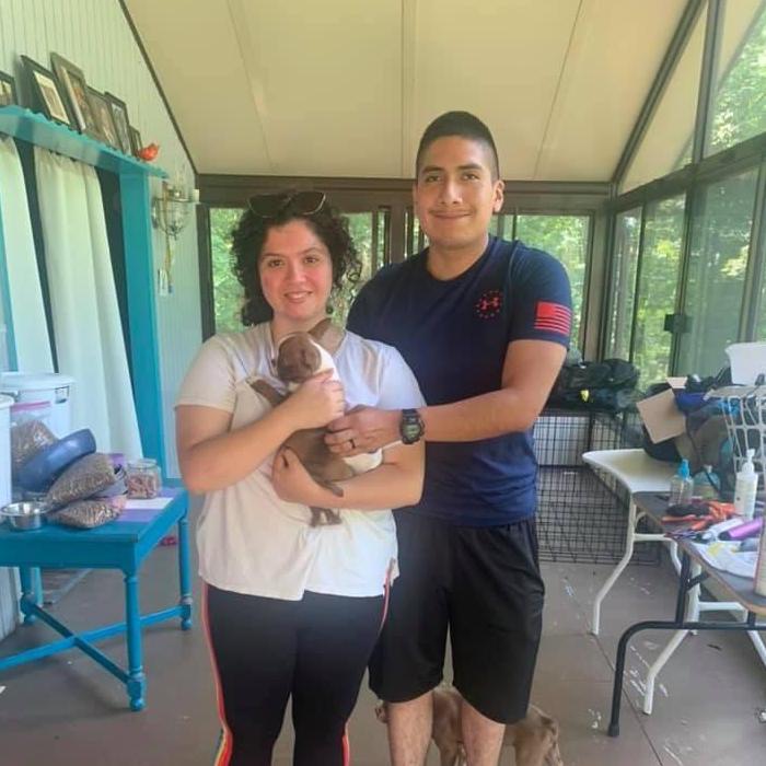Picking up our baby Iggy