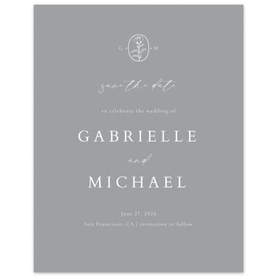 Pewter Gray, Grey Wedding Digital Save the Date - Sintra Portrait