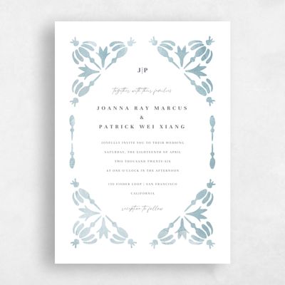 White Bordered Wedding Invitation - Elio Portrait