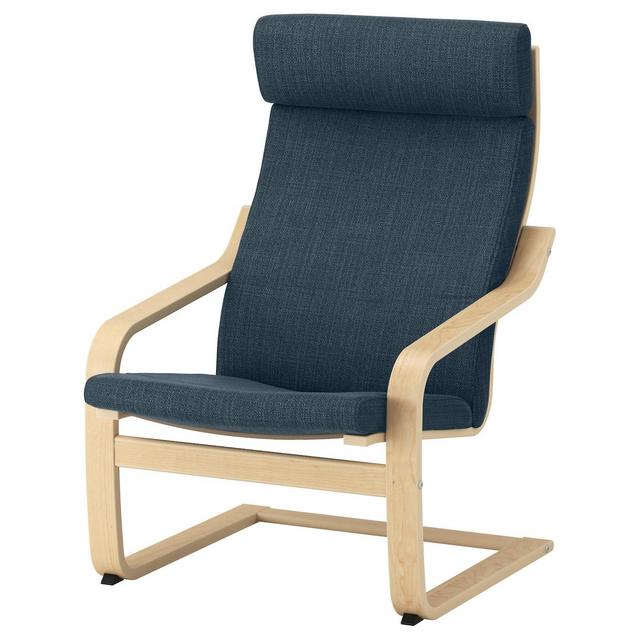 POÄNGArmchair, birch veneer/Hillared dark blue