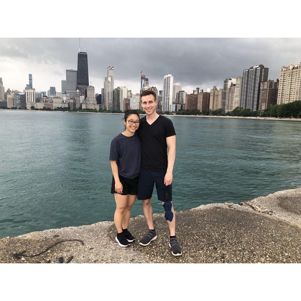 Lake Michigan in the summer with the Chicago skyline