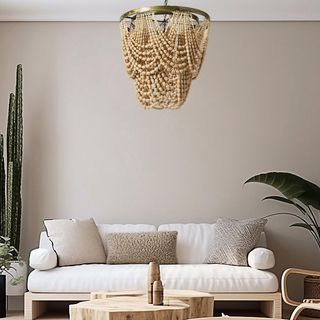 Laurel 2-Tier Draped Wood Bead Chandelier