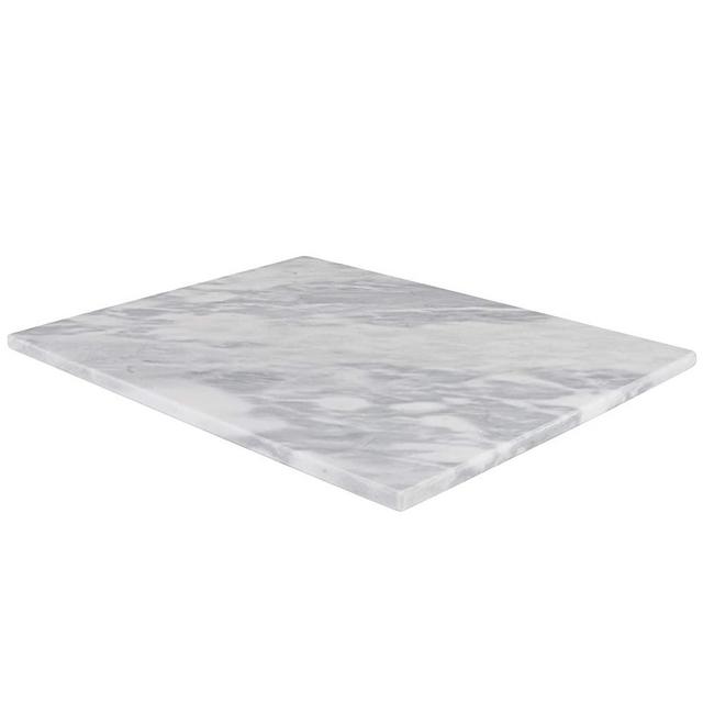 Homeries Marble Pastry Board (12 x 16 Inches) - Marble Serving Tray for Cheese, Pastries, Bread - Large White Fancy Marble Slab for Cake Display Marble – Sleek Design & Non Slip Rubber Feet