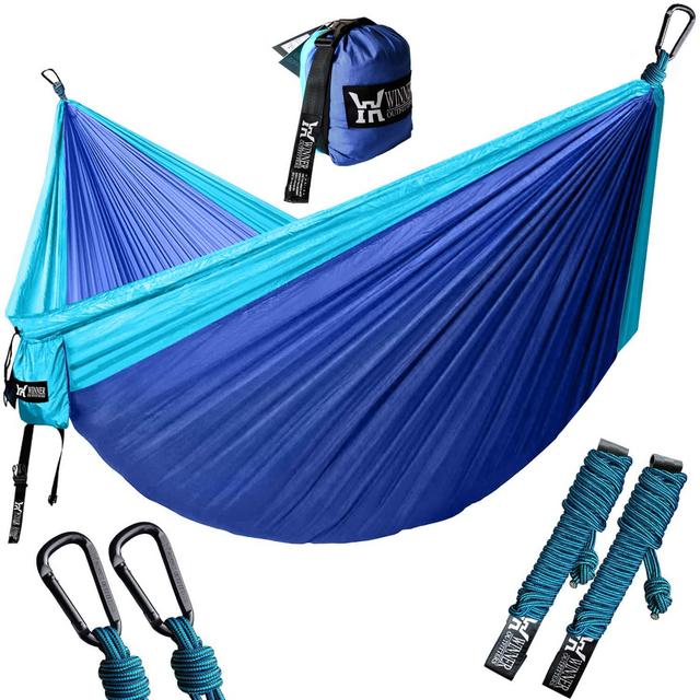 WINNER OUTFITTERS Double Camping Hammock - Lightweight Nylon Portable Hammock, Best Parachute Double Hammock for Backpacking, Camping, Travel, Beach, Yard. 118(L) x 78(W)