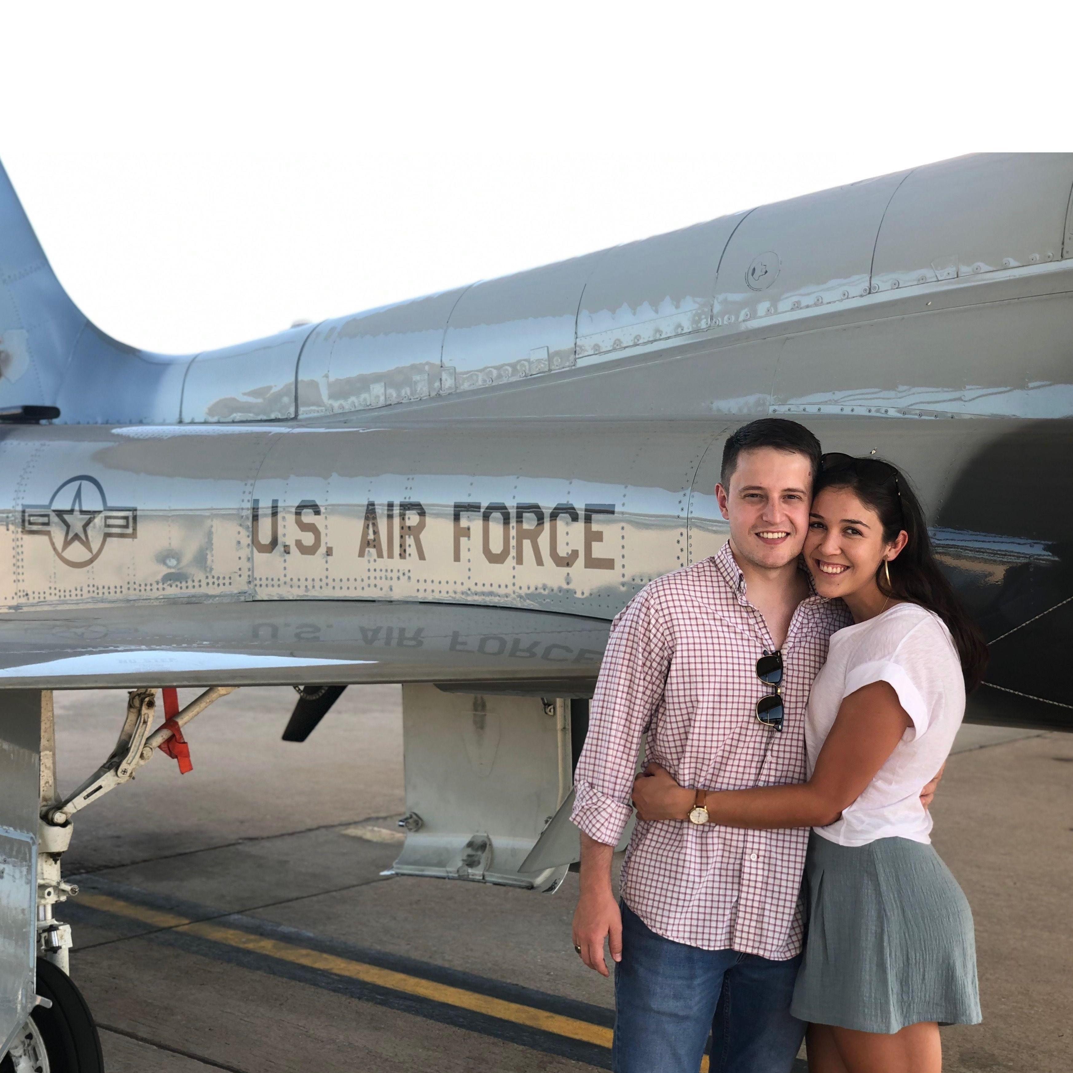 John moved to Texas for pilot training just months before Covid. This photo was taken in July 2020. AG and John hadn't seen each other in 6 months. It was (and still is) the longest they'd been apart.