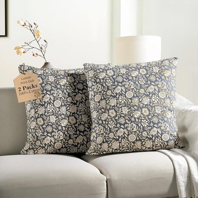 CPC 18x18 in Throw Pillow Covers for Farmhouse, Fun Decorative Pillow Covers for Living Room Couch, Accent Sofa, Kids Room Pillows 2 pcs, Spring/Summer Gift-Spanish Gray