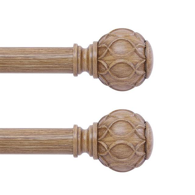 HTZON 2 Pack Wood Curtain Rods 66 to 120 Inch,1 Inch Adjustable Long Curtain Rod,Netted Texture Window Curtains Rods,Farmhouse Heavy Duty Curtain Rods,Brown Wood Grain Decorative Drapery Rods 66-120"