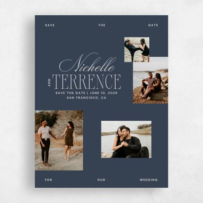 Grayed Navy, Blue Wedding Save the Date - Solange Multiphoto