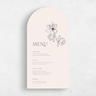 Beige Arch Wedding Menu - Alameda