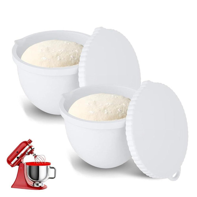 2025 Upgrade Blender Silicone Liners for Kitchen, Heavy-Duty 600g for Tilt-Head 5 Qt Mixers, Odorless Food-Grade Liner with 4 Colors, Enhanced Fit & Scratch Protection (White*2)