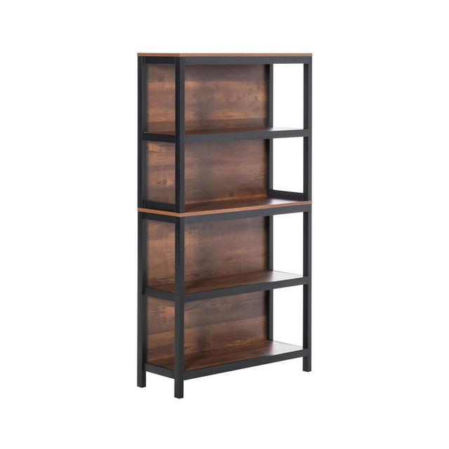 HOMCOM 4 Tier Bookshelf Utility Storage Shelf Organizer w/Back Support,