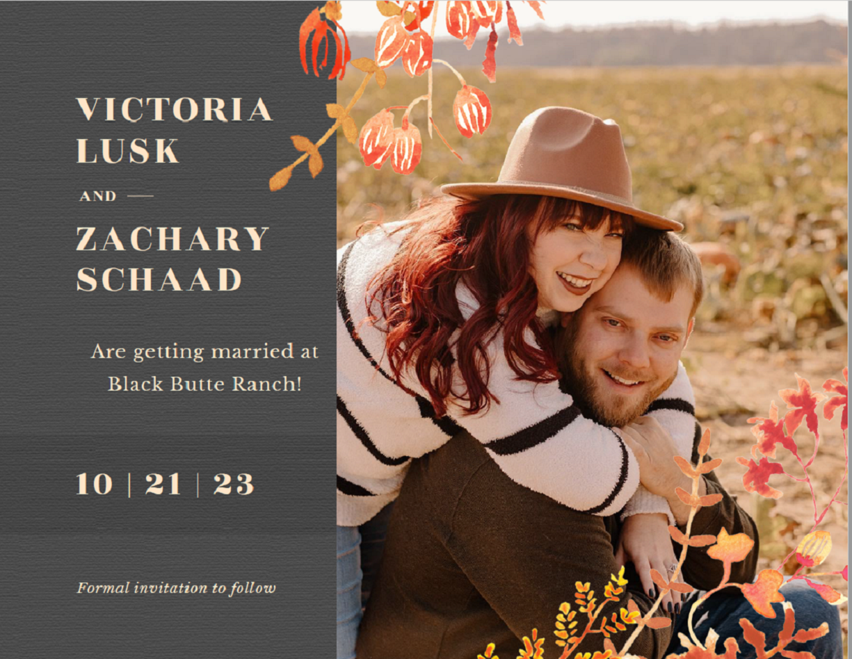 The Wedding Website of Victoria Lusk and Zachary Schaad