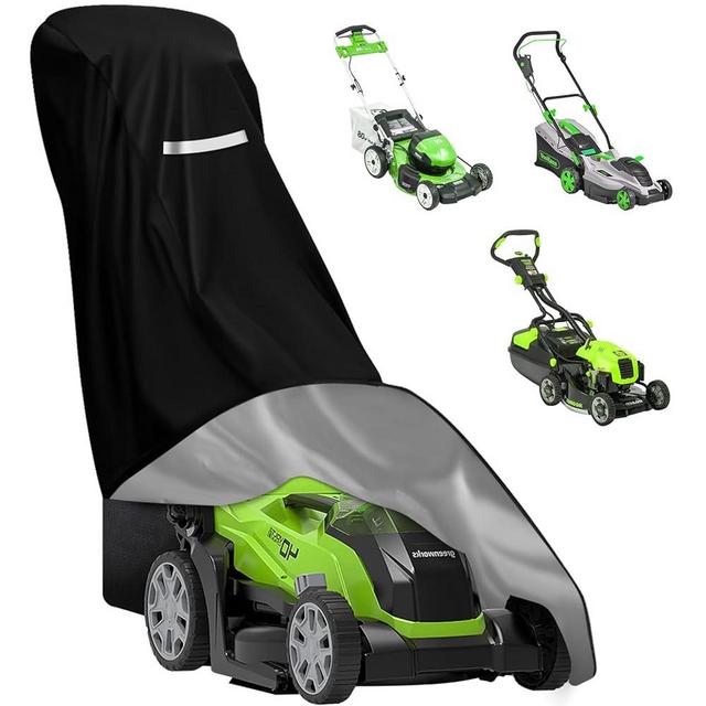 HCFGS Outdoors Lawn Mower Cover - Heavy Duty 210D Lawn Mower Covers Polyester Oxford Waterproof UV Protection Universal Fit Push Mower with Drawstring & Cover Storage Bag