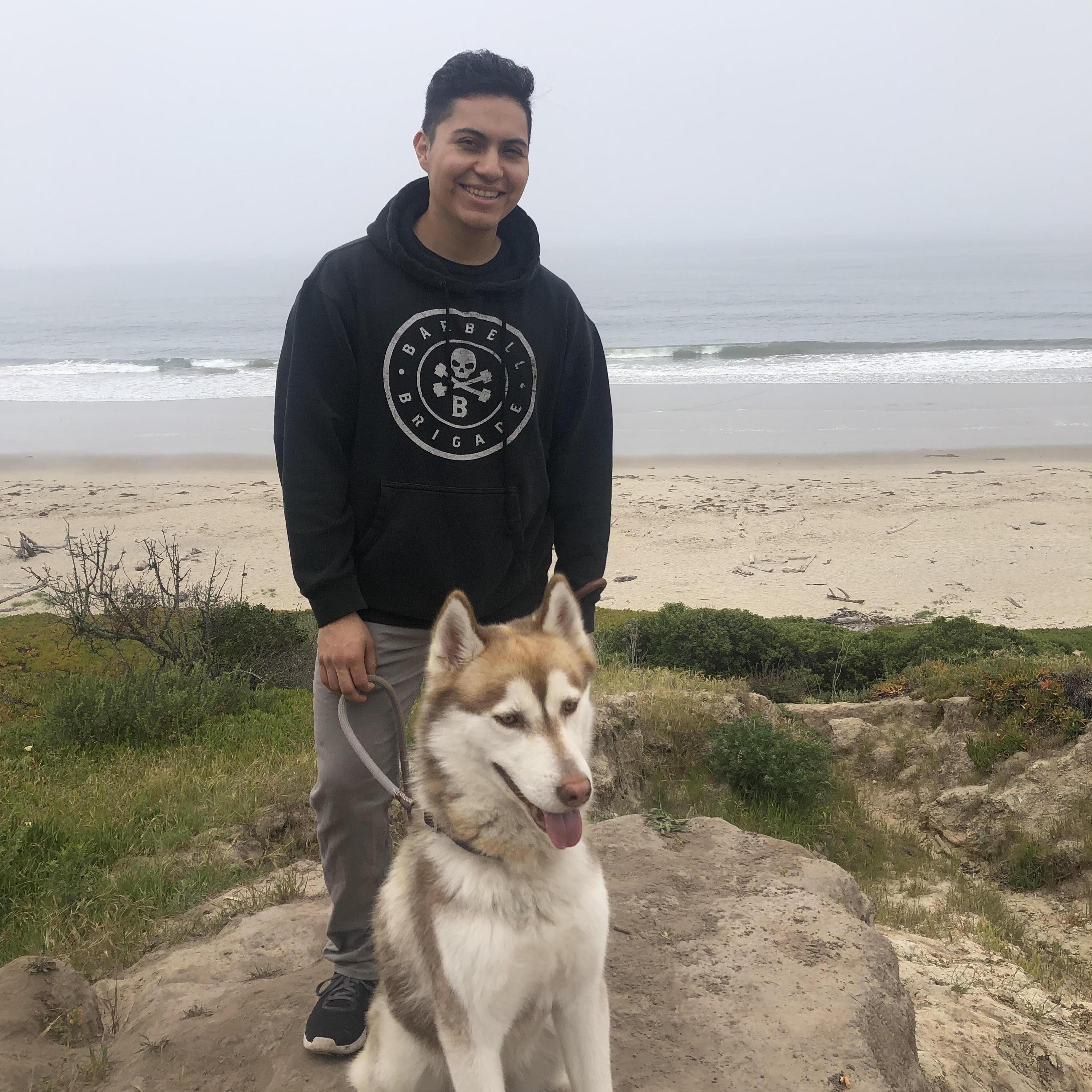 Jose and Phoenix walking along the Butterfly Reserve in Goleta.
