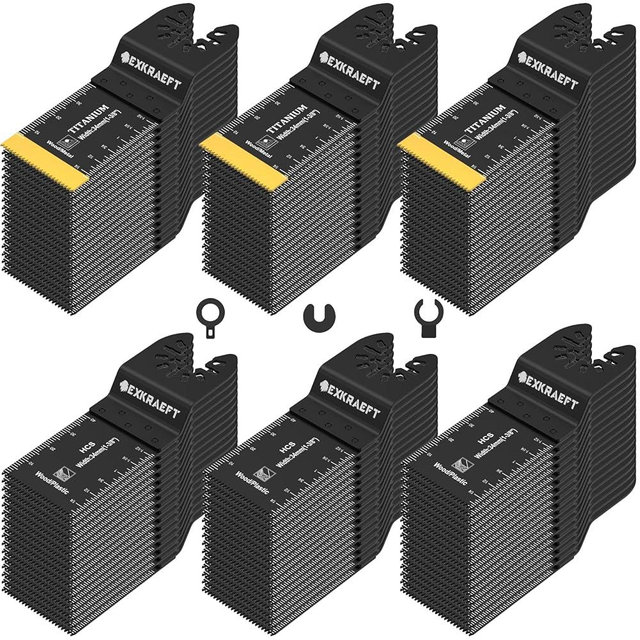 100 PCS Oscillating Tool Blade Multitool Blades, Universal Titanium Oscillating Saw Blades for Metal Nails, Wood and Plastic, Multi Tool Blades Kits Fit Dewalt Milwaukee Ryobi Rockwell Fein