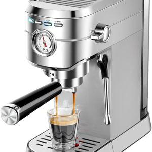 CASABREWS CM5418 Espresso Machine 20 Bar, Compact Espresso Maker with Steam Milk Frother, Stainless Steel Coffee Machine with 34oz Removable Water Tank for Cappuccino, Small Latte Machine, Silver