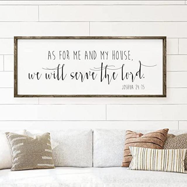 As For Me And My House We Will Serve The Lord - As For Me And My House We Will Serve The Lord Sign - Scripture Wall Art - Bible Verse Sign - Wall Art Framed - Joshua 24:15 (12x24 inches)
