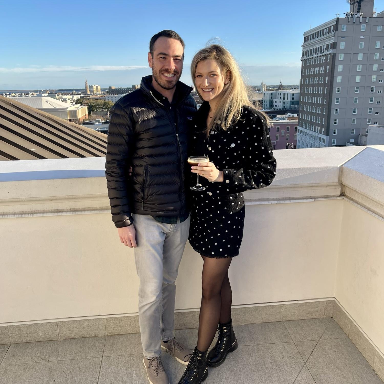 Rooftop at Hotel Bennett! One of Travis's many visits to Charleston while Ellie was in law school.