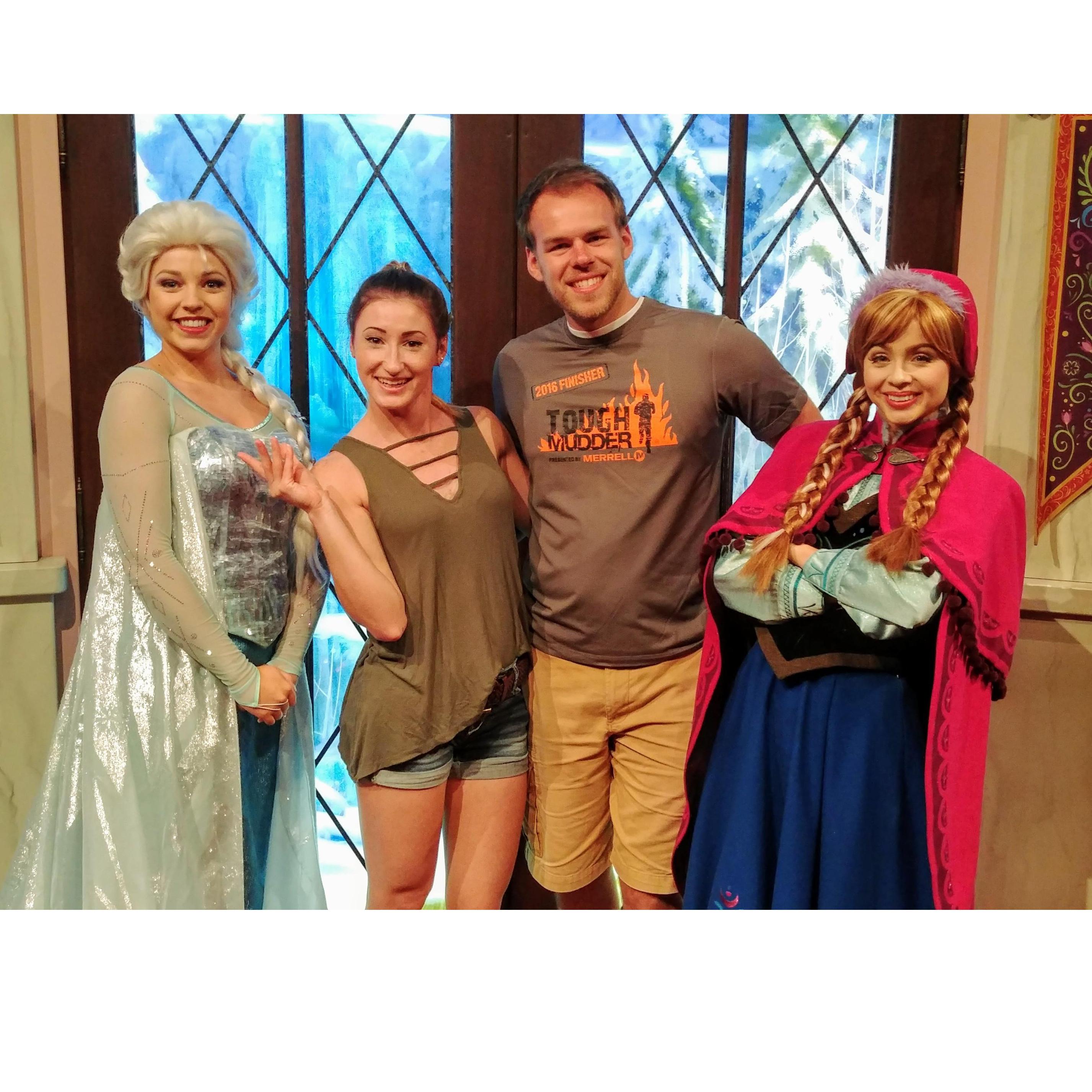 Just "chillin" with Anna and Elsa!