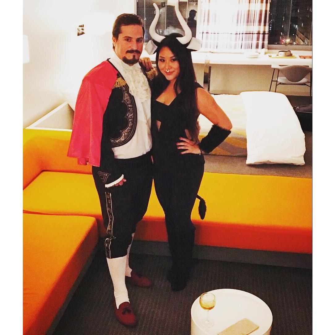 Our 4th Halloween. Matador and his bull.