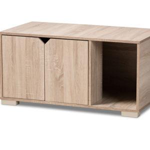 Baxton Studio Jasper Cat Litter Box Cover House, Oak (157-9543-HiT)