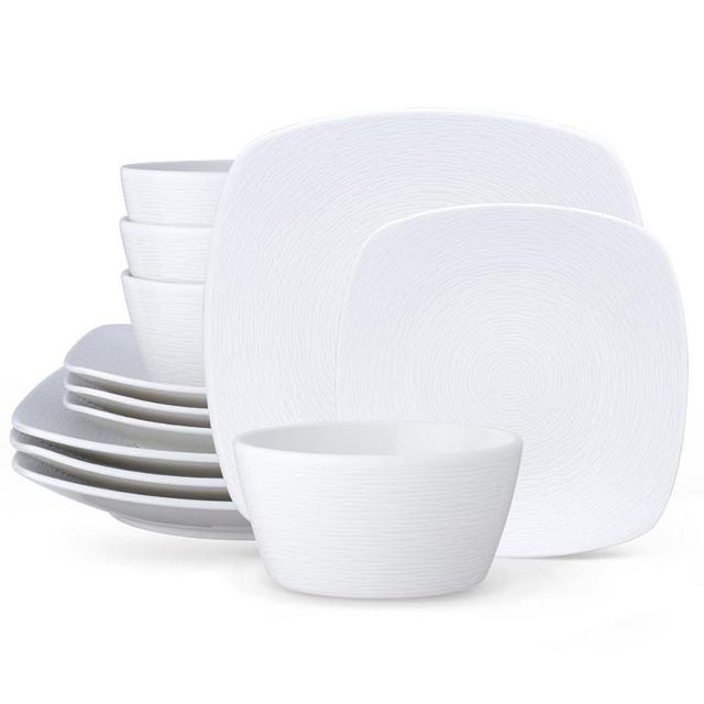 Noritake WoW Swirl 12-Piece Square Set in White
