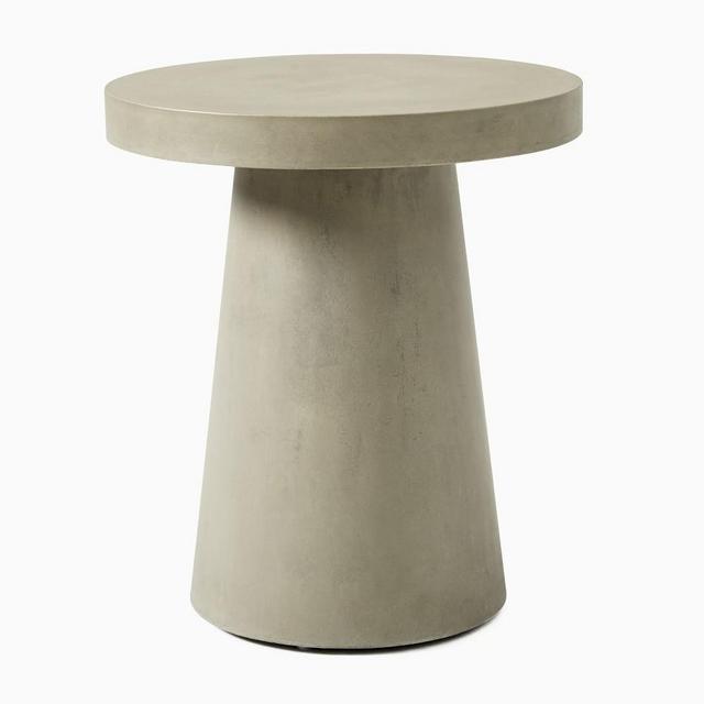 Concrete Round Pedestal Side Table, Concrete Gray