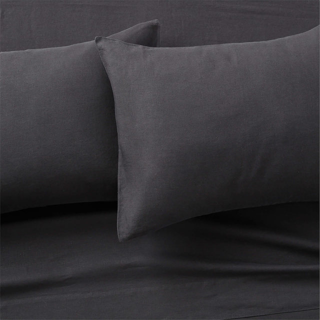 EUROPEAN FLAX-Certified Linen Black Queen Sheet Set
