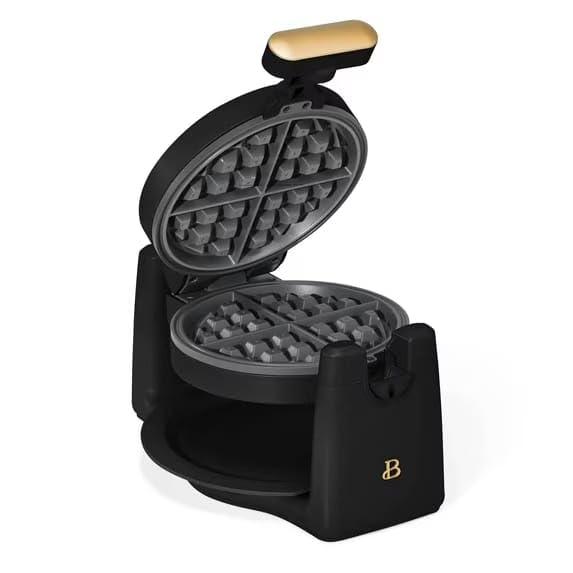 B'eautiful Drew Barrymore by Rotating Belgian Waffle Maker – Foldable-Handle Flip Waffle Maker with 7 Browning Levels and PFOA-Free Nonstick Coating (Black Sesame)