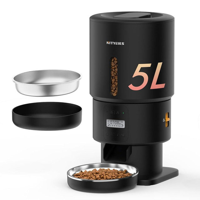 Automatic Cat Feeder - 5L Anti-Clog Cat Food Dispenser with Freshness Preservation, 1-6 Meals/Day, Programmable Portions, 10s Voice, 180-Day Battery Life, Auto Pet Feeder for Multi Cats and Dogs