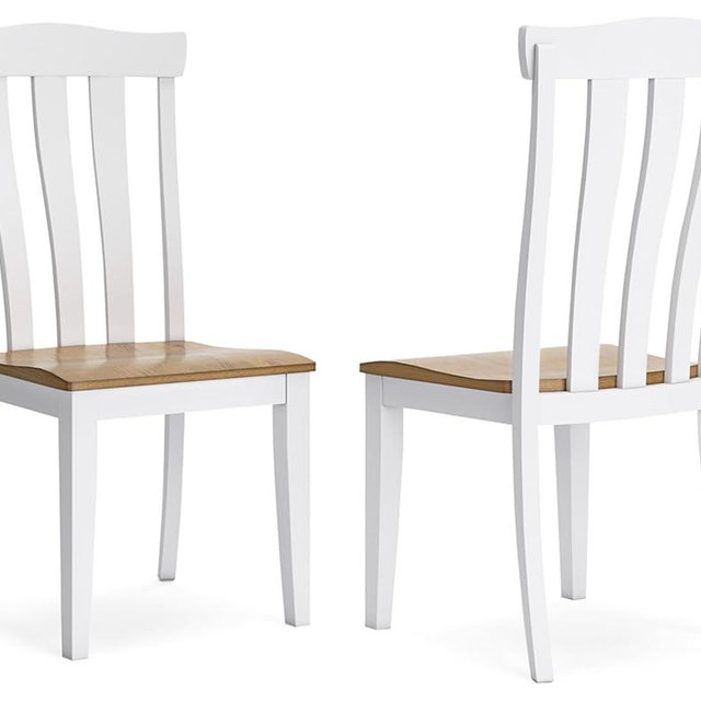 Signature Design by Ashley Ashbryn Dining Chair, Set of 2, 21" W x 21" D x 40" H, White & Light Brown
