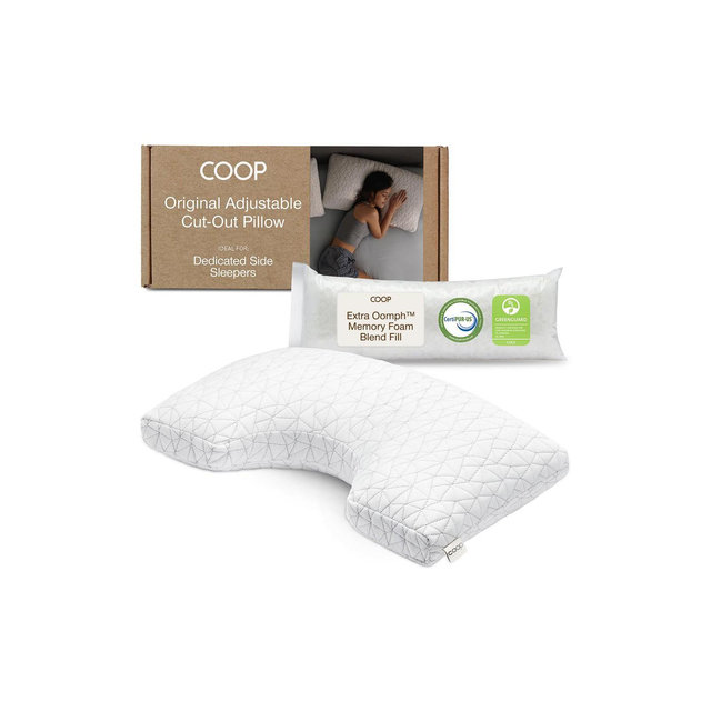 Coop Home Goods The Original Cut-Out Adjustable Pillow, King Size Bed Pillows for Neck & Head Support, Memory Foam - Medium Firm for Side Sleeper