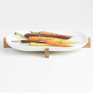 Oven-to-Table Oval Serving Platter with Wood Trivet