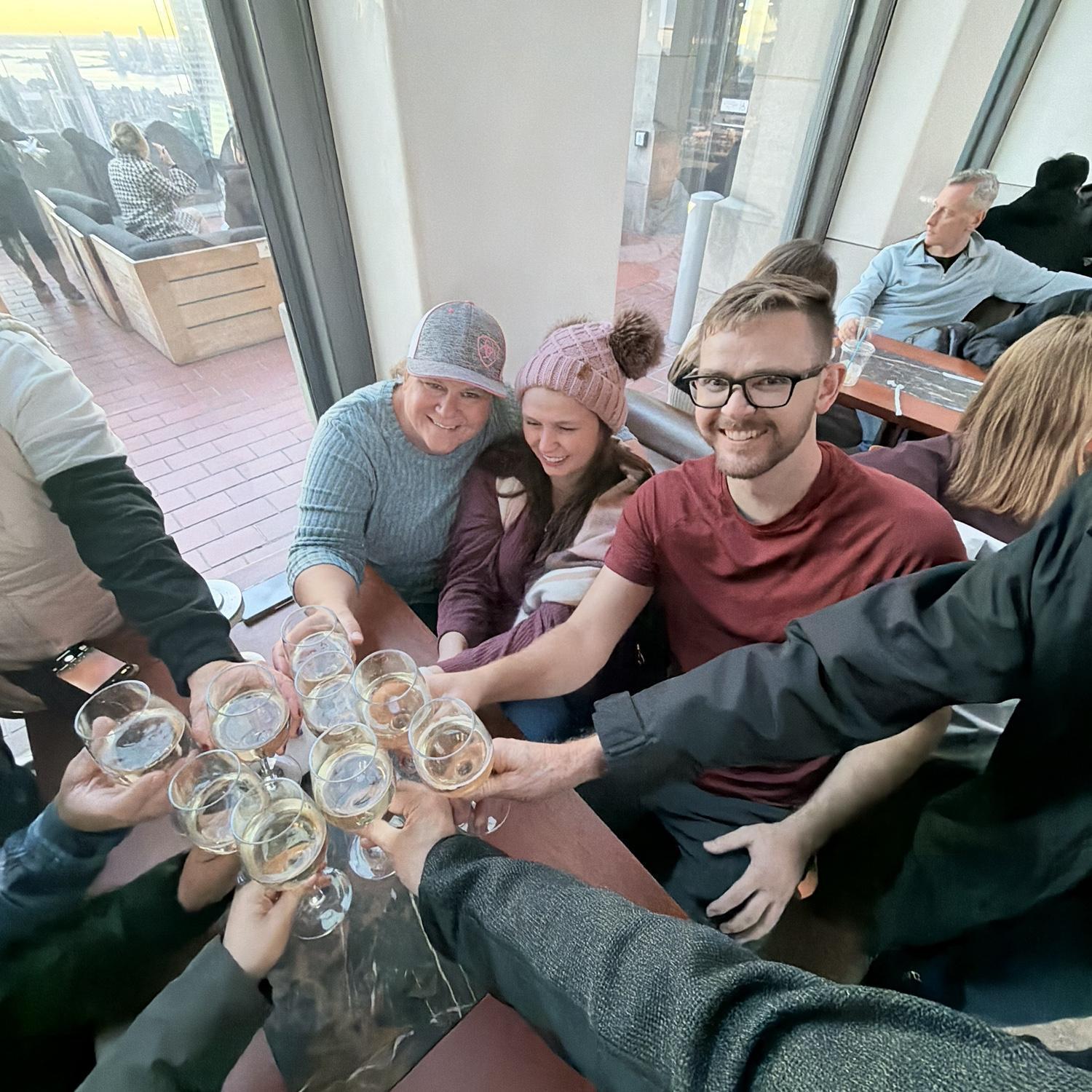 A toast at the Top of the Rock—ready to celebrate with family!