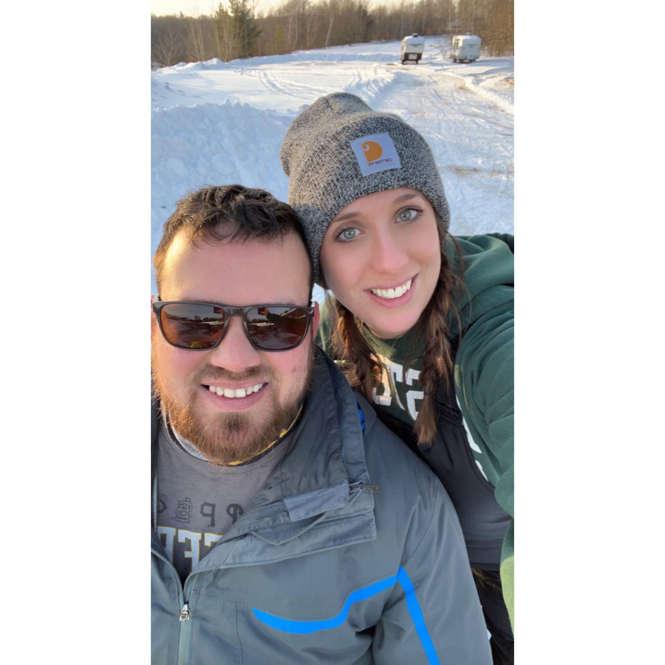 Birthday trip for our friend Dan's birthday, first and won't be the last time snowmobiling together. Only crashed once!