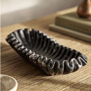 Ruffled Marble Bowl, Black