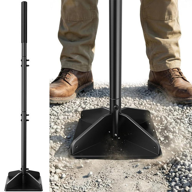 Heavy Duty Steel Tamper, 48" Handle Tamper with Comfortable Rubber Grip, 8×8" Garden Tamper Tool for Soil, Gravel, Asphalt & Lawn