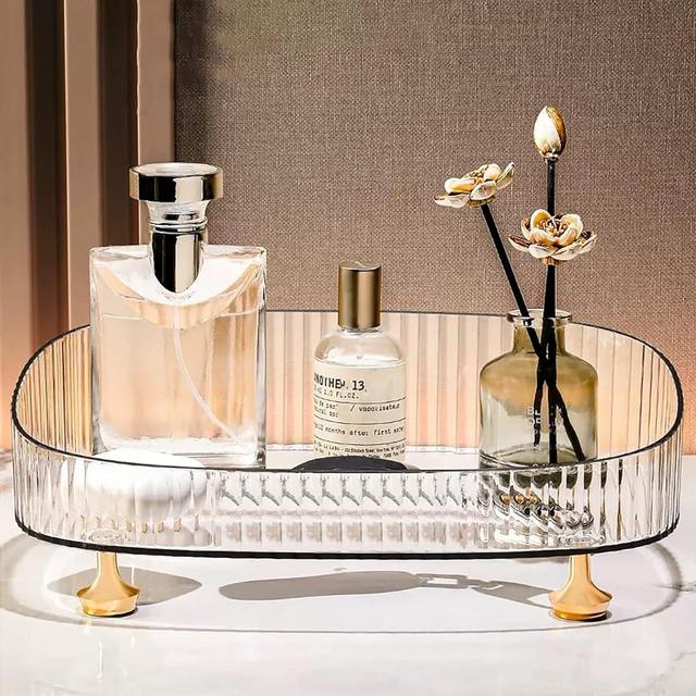 ANFENGLOU Makeup Perfume Organizer - Bathroom Vanity Tray for Dresser, Countertop Decorative Tray for Candle,Lotion Bottle,Cosmetics,Jewelry