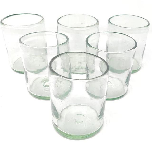 Dos Sueños Hand Blown Mexican Drinking Glasses – Set of 6 Natural Clear Tumbler Glasses (10 oz each)