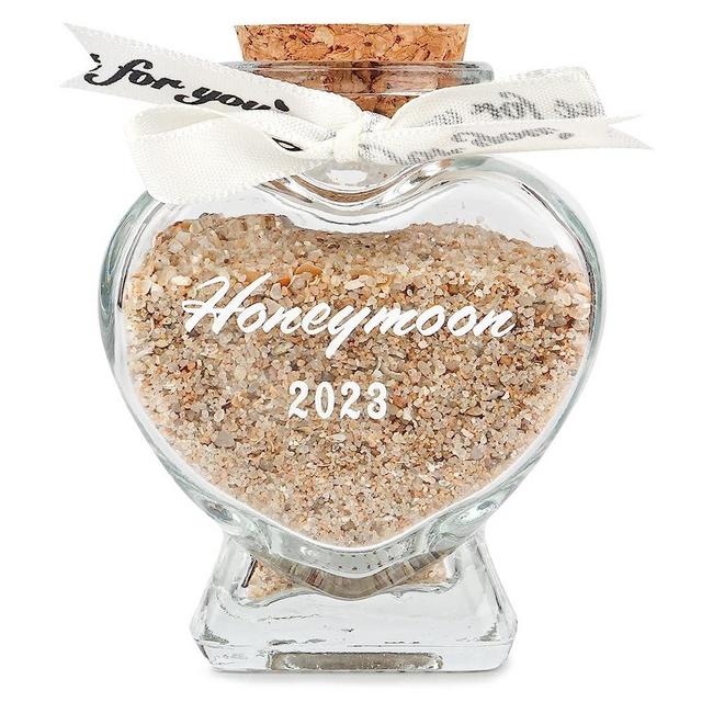 Honeymoon Sand Keepsake Jar 2023 - Honeymoon Gifts, Perfect Wedding Gift for Newlywed Couples and Engaged Fiances - Bridal Shower Registry Must-Have for Honeymoon Essentials. (White-Heart Shaped Jar 2023)