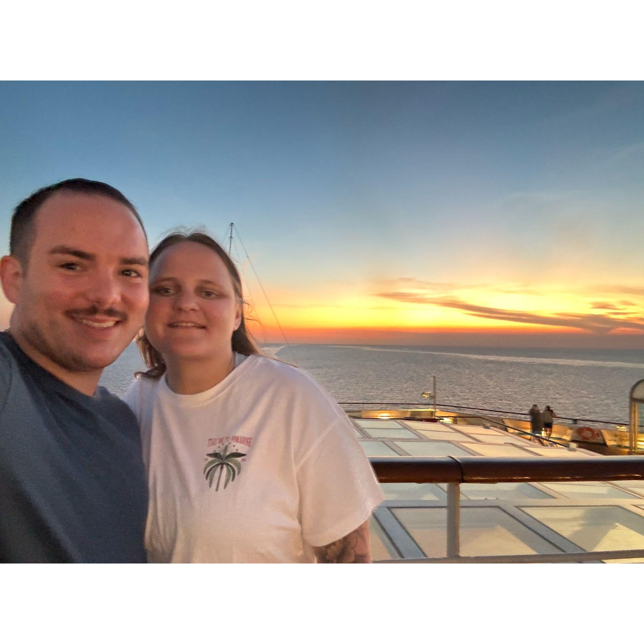Sunset in the middle of the ocean