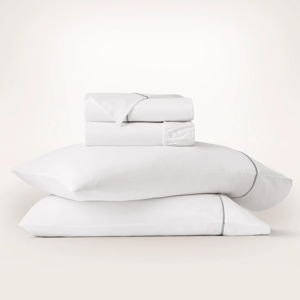 Signature Embellished Sheet Set - White/Shore Embroidered - Queen
