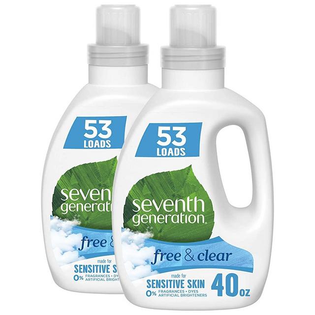 Seventh Generation Concentrated Laundry Detergent, Free & Clear Unscented, 40 oz, Pack of 2 (106 Loads)