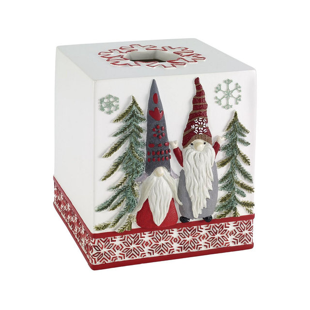 Avanti Christmas Gnomes Holiday Resin Tissue Box Cover