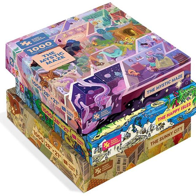 Magic Puzzles 3-Pack: The Happy Isles, The Mystic Maze, & The Sunny City - 1000 Piece Jigsaw Puzzles from The Magic Puzzle Company
