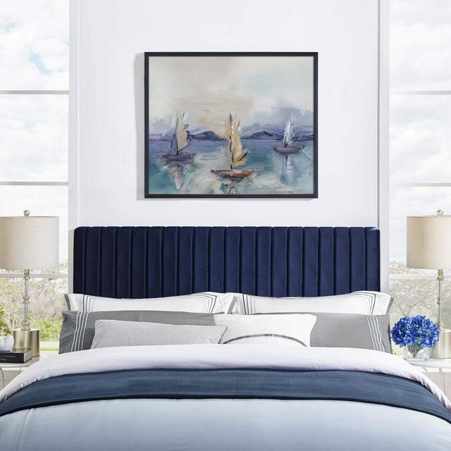 Modway Keira Channel Tufted Performance Velvet Upholstered King Headboard in Midnight Blue