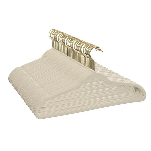 Better Homes & Gardens Non-Slip Velvet Clothing Hangers, 50 Pack, Beige