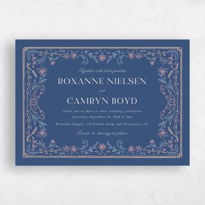 Dark Cobalt, Blue Wedding Invitation - Maglorie Landscape