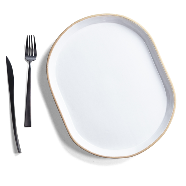 Large Oval Platter, Toasted & White